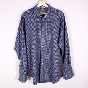 Thomas Dean Blue Plaid Button Down